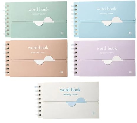 VlHpnpe Paquete de 5 cuadernos de estudio de idiomas con repetición espaciada y páginas resistentes al desgarro, cuaderno de aprendizaje de palabras de tamaño de bolsillo