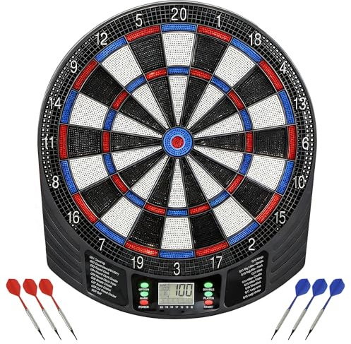 SPORTNOW Freccette elettroniche Freccette con display LCD 6 freccette morbide 18 giochi 159 varianti Macchina per freccette Set di freccette Per un massimo di 8 giocatori