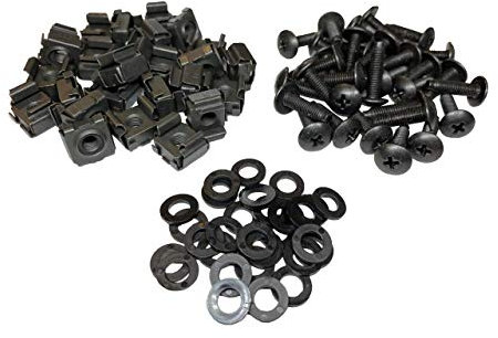 Rackgold Noir 10-32 Écrou Cage et vis W/Rondelles 25-pack