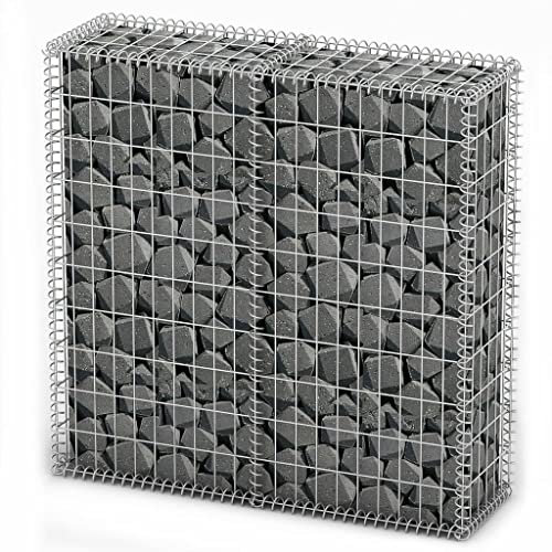 vidaXL Gabion korg med lock, galvaniserad tråd, 100 x 100 x 30 cm, stödvägg