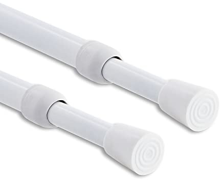 Gcurtain Lot de 2 tringles à rideau de douche sans perçage, tringle de tension à ressort, 43,2 à 68,6 cm, diamètre de 1,27 cm, capuchon en caoutchouc à chaque extrémité, blanc