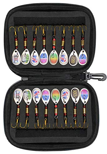 Fishing Lures Kit, MKNZOME Trout Bass Fishing Spinner Spoon Bait with Fishing Tackle Box Artificial Floating Lure Spinnerbaits Swimbaits for Mackerel Cod Pike Walleye Perch Fishing