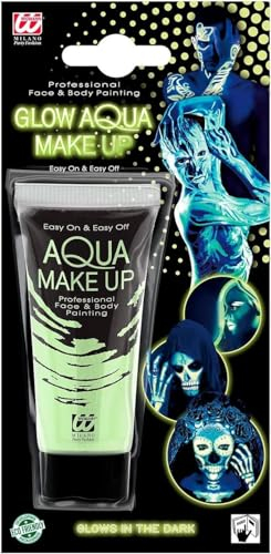 W WIDMANN MILANO Party Fashion 09974 - Aqua Make-Up, Glow in the Dark, in Tube, 30 ml, Nachtleuchtend, Schminke, Karneval, Mottoparty, Halloween