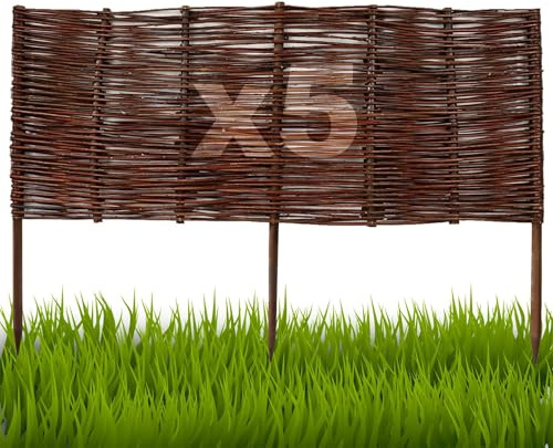 Floranica 5 Stück Beetbegrenzung aus Weide 30 cm x 100 cm Rasenkante aus Weidengeflecht Beeteinfassung Rasenkante Beetzaun Weidenzaun Palisade Abtrennung von Blumenbeetwegen Gartenbeeten