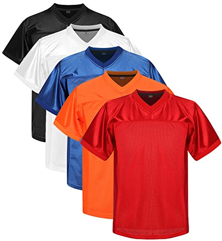 MESOSPERO Youth Blank Football Jerseys for Boys, Kids Athletic Practice Sports Shirt White Black Blue Red Orange S-XL(Large, Boys Red)