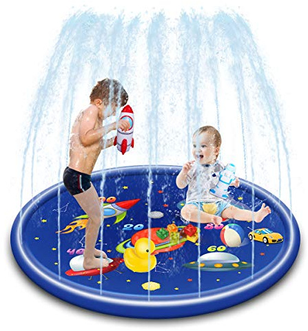 Big Sprinkler for Kids and dog, Wading Pool for Learning Children’s Sprinkler Pool, Rocket Water Toys,Splash sprinkler pad for kids(68 inch)…