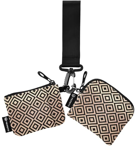 Custodie per carte di credito da donna con motivo vintage nero e oro, porta monete, piccolo organizer rimovibile per denaro da donna con tasca portamonete con cerniera, confezione da 2, Modello