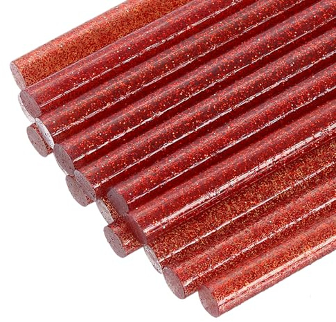 QUARKZMAN 24 stycken mini limpinnar, 7 mm x 100 mm längd EVA limpistol pinnar pyssellim, blixt röda varma lim limpinnar het limpinnar för gör-det-själv pysselprojekt