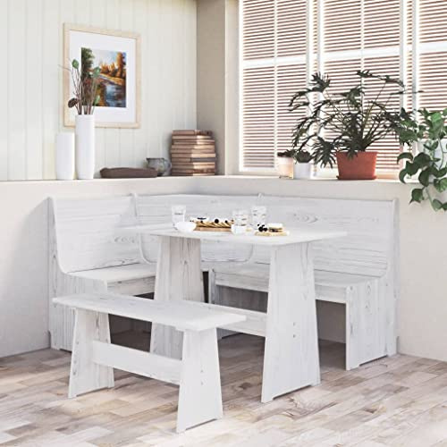 Frdhee Set di mobili da birra, soggiorno, set da 3 pezzi, per panca ad angolo, in legno massiccio di pino bianco, per cucina, sala da pranzo e ufficio