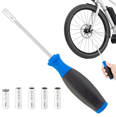 Llave para radios - Llave para radios de rueda de 8,74 pulgadas, herramienta antideslizante para raios de bicicleta, herramienta de conexión de pezón para radioos de rueda internos de acero | Controla