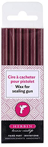 Herbin 35826T - Un paquet de 6 batons de cire spéciale pour pistolet, Bordeaux, 15.40 x 4.50 x 1