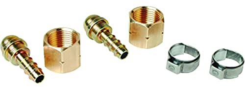 Express, 963R, Kit de 2 Raccords/Tétines pour Tuyau, d 6.3 mm avec Écrou 3/8e Gauche + 2 Colliers, Accessoire Fer à Souder, Lampe à Souder, Fer de Couvreur, Chalumeau d'Étanchéité, Pièces de Rechange