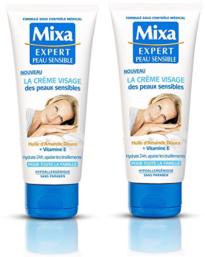 MIXA expert sensitive skin - face cream for sensitive skin with sweet almond oil + vitamin e - 100ml - set of 2