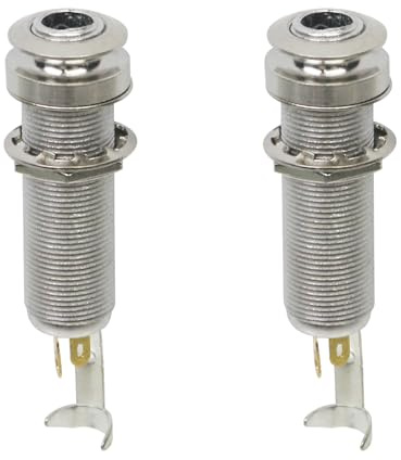 Geesatis 2 PCS Silver Guitar End Pin Jack Threaded Stereo Output Jack Socket for Electric Guitar, Metal, 1/4