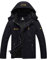 GEMYSE Herren Wasserdichte Berg-Skijacke Winddichte Fleece Outdoor-Winterjacke mit Kapuze (Schwarz,3XL)