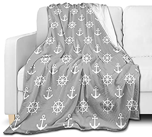 ZHXXFD Kuscheldecke Flauschig Kinder Jungs Mädchen Anker Grau Flanell Fleece Mikrofaser Wärmedecke Fleecedecke Sofadecke Wohndecke Couchdecke Bettdecken Microfaser Weiche Sherpa Decke 100X130