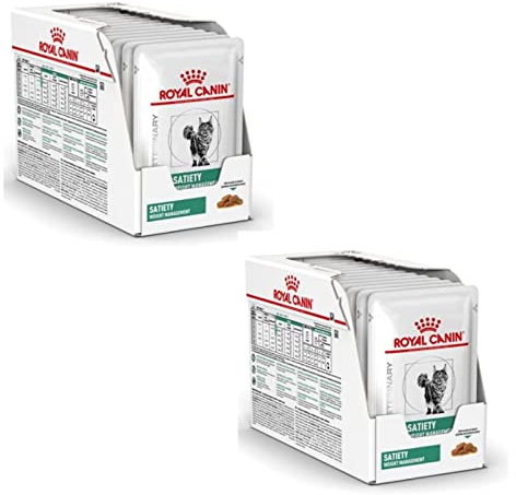 Royal Canin Veterinary Satiety Weight Management | Doppelpack | 2 x 12 x 85 g | Diät-Alleinfuttermittel für Katzen | Zur Verringerung von Übergewicht | Feine Stückchen in Soße