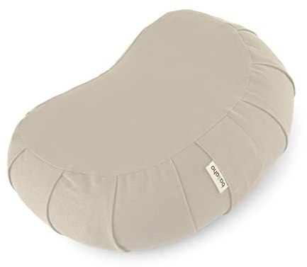 basaho CRESCENT Zafu Cuscino da Meditazione | Cotone Organico | Gusci di Grano Saraceno | Rivestimento Lavabile Rimovibile (Naturale)