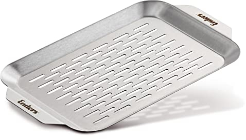 Enders® Grillschale, aus Edelstahl, zartes Grillgut wie Fisch oder empfindliches Fleisch, Grillzubehör,B32 x T19 x H1,5 cm #8804, Silber
