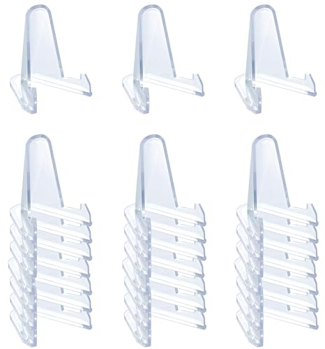 TERDEWE 24 Pack Mini Clear Acrylic Easel Stands - 2.3 Inch Tall, Coin Display, Photo Display, Magnetic Card Holder