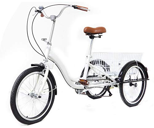 Dreirad für Erwachsene 20 Zoll Erwachsene Dreirad,Fahrrad 3 Räder mit Korb für Eltern/Ehepartner Erwachsene Tricycle Cityräder
