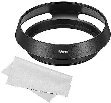 PATIKIL 58mm Lens Hood, Standard Vented Matte Surface Anti-reflective Inside Hood with Cleaning Cloth for Camera Lens, Black for Nikon, for Fujifilm, for Pentax, for Leica