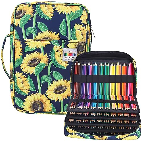 JAKAGO Astuccio impermeabile per 304 matite colorate, cancelleria, artisti, pennelli, fineliner, evidenziatore, regalo studenti d'arte, girasole