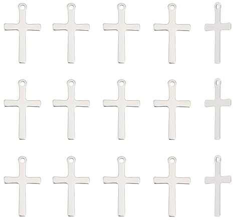 UNICRAFTALE 50 STK Kreuz Charms 201 Edelstahl Kreuz Anhänger Metall Charms Kleine Punk Ohrring Charms Für Schmuckherstellung Bastel Zubehör Damen DIY Halsketten Armbänder