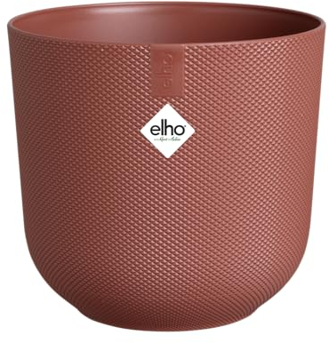 Elho Jazz Round Ø 14cm - Petit Pot de Fleurs d'Intérieur - Plastique 100% Recyclé - Structure Unique - Ø 14.2 x H 13.1 cm - Rouge/Rouge Toscane