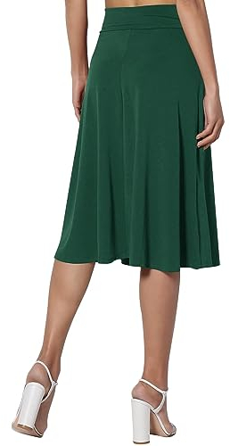 Knielanger Rock Damen Sommer Einfacher Komfort-Basic-Stretch-Rock in A-Linie mit ausgestelltem Knie für Damen Wollrock Kurz (AG, L)