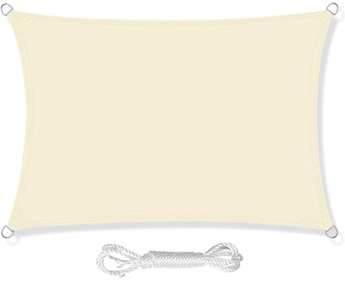HEYOMART Sun Shade Sail 4m x 5m Rectangle Shade Sails Waterproof Outdoor Garden Patio Party Sunscreen Awning Canopy 98% UV Block With Free Rope, Cream White