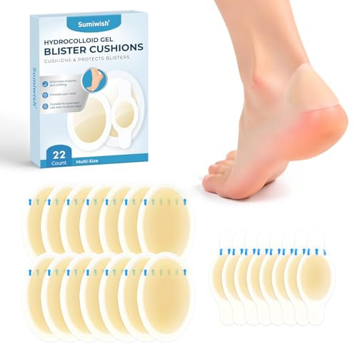 Sumiwish Blasenpflaster - Hydrokolloid Bandages - Wasserdichte Blasenpolster für Ferse, Zehen und Füße, Extra starker Schutz und schnelle Erholung(22 Count，Toe,Heel)