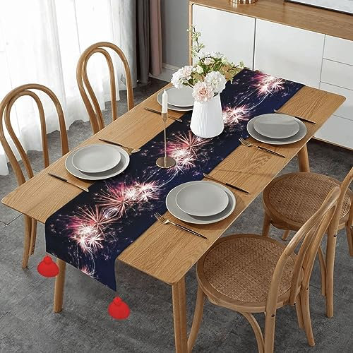 Fuochi d'artificio di Natale Runner Per La Decorazione Domestica Runner Da Tavolo Runner Decorazione Da Tavolo Per Soggiorno Con Nappe