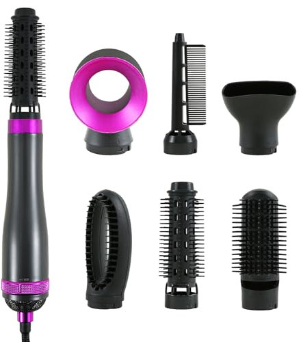 Hair Dryer Brush Blow Dry Hair Brush 6 in 1 Detachable Hair Dryer Hot Air Styler Hot Brush for Hair Styling, Lightweight Travel Hair Dryer, Hot Air Brush for Drying Curling Straightening