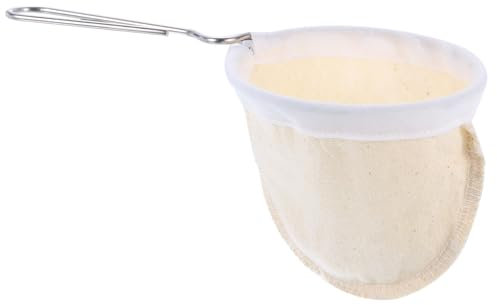 QUARKZMAN Filtro de Café de Tela de Franela, Colador de Café Reutilizable Hecho a Mano con Mango de Acero Inoxidable, Accesorios de Café para Casa, Oficina Y Cafetería, Color Beige