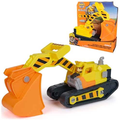 Rubble & Crew Rubble's Ultimate Tool Bulldozer Vehicle, Toy Truck with Action Figure, PAW Patrol Kids Toys for Boys and Girls Ages 3 and Up.