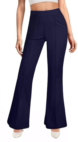 Lishang Pantaloni Elasticizzati Donna Vita Alta Pantaloni A Zampa di Elefante Yoga Pants Donna Pantalone Estivo Blu Scuro M