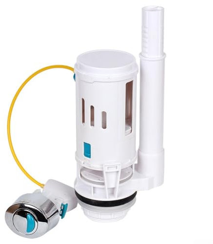 HOHOVYVY Cisterna para inodoro con válvula de descarga doble con botón de presión, cromo, ovalada, 27,5 cm, cable ABS