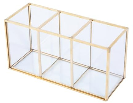 Angoily Portaoggetti per Cosmetici in Vetro Trasparente Multifunzionale Grande Capacità di Raccolta, Stile Elegante per Uso Domestico