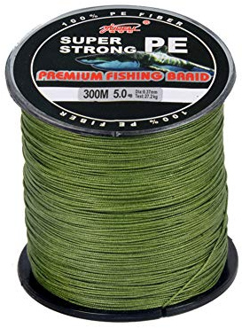 Fil de Pêche Tressée YFCH Ligne de Pêche PE Tressée 300M/4 Brins 0,1mm-0,55mm, 4.80kg-45kg Résistance à l'abrasion Zéro Étirement