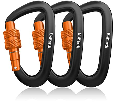 B-Mardi Carabiner Clips Heavy Duty 12kN (2697 lbs)-Lightweight Locking Carabiners for Camping, Hiking, Hammock, Dog Leash Harness, Outdoor and Gym etc, Keychains& Utility ﻿