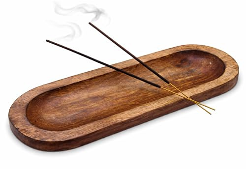 KC KULLICRAFT Incense Burner Or Incense Stick Holder - Incense Tray Wooden Ash Catcher - Handmade Mango Wood Incense Stand for Gifting. Modern Home Decor