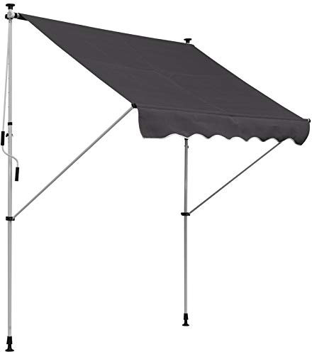 Outsunny Store banne Manuel rétractable 2L x 1,5l x 1,7-2,8H m Inclinaison réglable Installation Rapide Store banne sans perçage pour Balcon métal Aluminium Polyester Gris