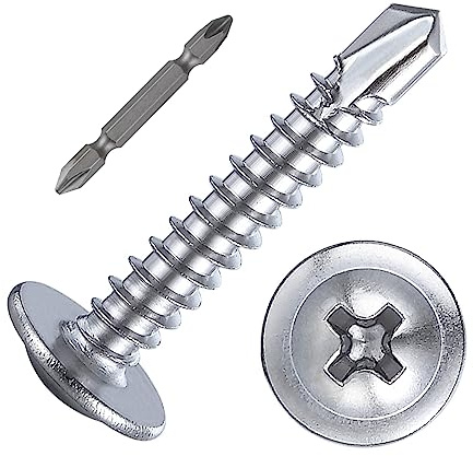 Wensilon（200pcs）#8×1”for Sheet Metal Self-Tapping Screws 410 Stainless Steel Truss Head High-Strength Quick Tapping Screws