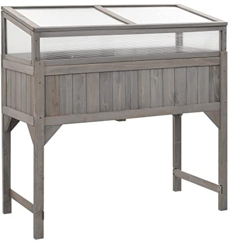 Canditree Wooden Raised Garden Bed with Greenhouse, Elevated Planter Box Cold Frame for Plants, Vegetables, Flowers