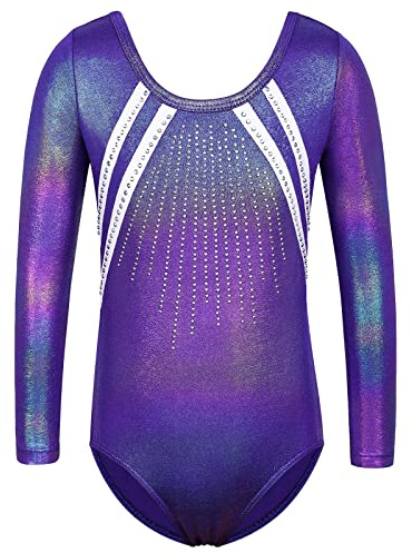 ZNYUNE 267 Langarm-Gymnastikanzug für Mädchen, Dunkelviolett, 10 A