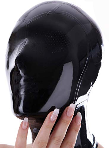 Latex Maske, Extrem Bondage Maske Anti-Erstickung Vollmaske Hohe Elastizität Sklavin BDSM Sex Maske für Cosplay Halloween Maske Maskerade Fetisch Maske Mode Latex Liebhaber,XS,Black