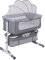 XUANYU Babybett und Babywiege, Beistellbett Baby mit Rollen, Matratze und Moskitonetz, Reisebett Baby für Babys von 1 bis 36 Monaten, Matratzenstärke 2 cm (Grau-weiß C 92×58×(70-90) cm)