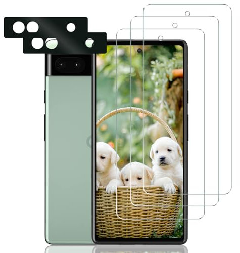 Displayschutzfolie für Google Pixel 6A, Ultra-HD Schutzfolie Displayschutzfolie, Fall Freundlich, Kante an Kante, Blasenfrei, 3 Stück Schutzfolie und 2 Stück Kameraschutz