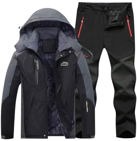 Générique Ensemble de pantalons de veste de ski pour hommes, imperméable au vent, combinaison de neige, chaud, hiver, snowboard, veste de neige, vêtements de fitness, style européen américain, sportif